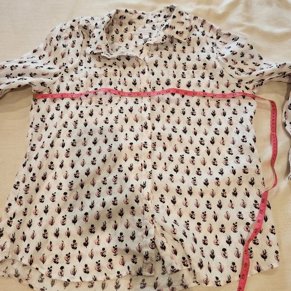 Charter Club 100% Linen Floral Button Down Blouse XL Long Sleeve - Picture 9 of 11